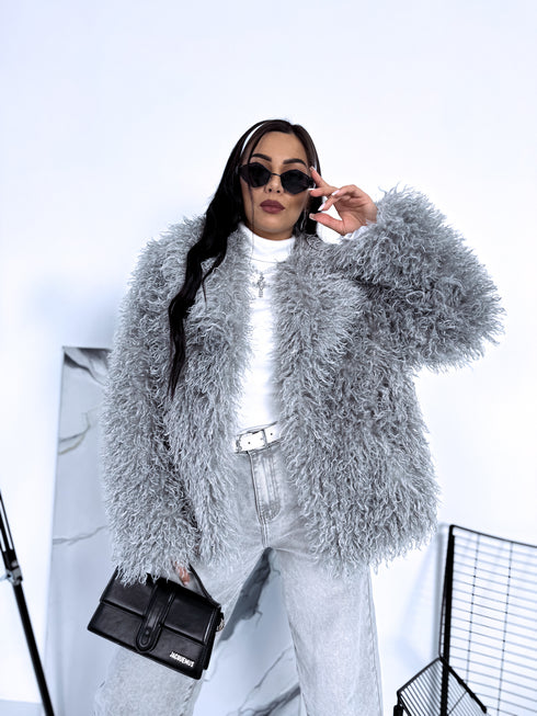 "GREY SMOG" artificial fur coat